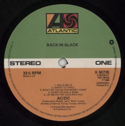 AC/DC Back In Black - 1st - EX UK vinyl LP album (LP record